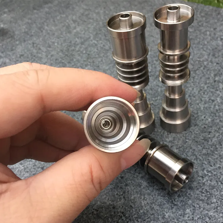 1 Titanium tırnak 10/14 / 18mm Kadın Ve Erkek Kubbesiz Tırnak 6 delik Titanyum Carb Cap İçin Cam Boru yılında Universal 6