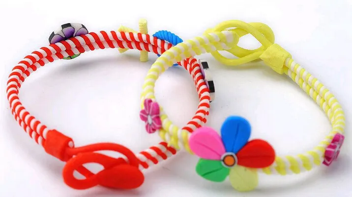 2015 new children's bracelets Polymer clay bracelets children mixed style Take the star flowers bear letter Seven color bracelet 