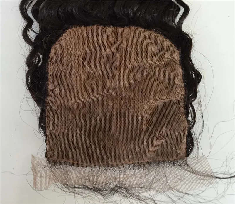 Billiga sidenstängningar Brasiliansk rak hår 4x4 Virgin Human Hair Three Middle Free Part Silk Top Closure Silk-016