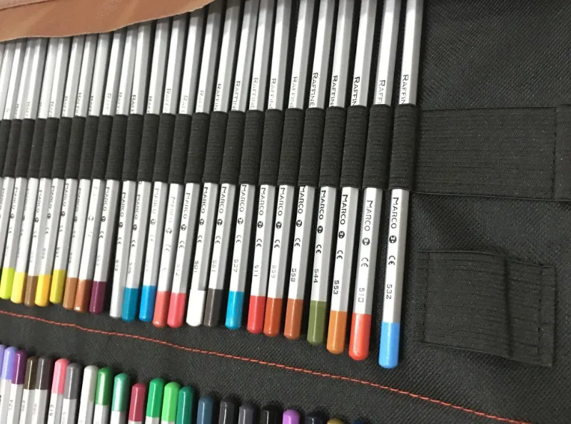 Lápis de cor Marco 72 cores com caixa de lápis de rolo Conjunto de bolsa de rolo de lápis de pintura de chumbo não tóxico 276M