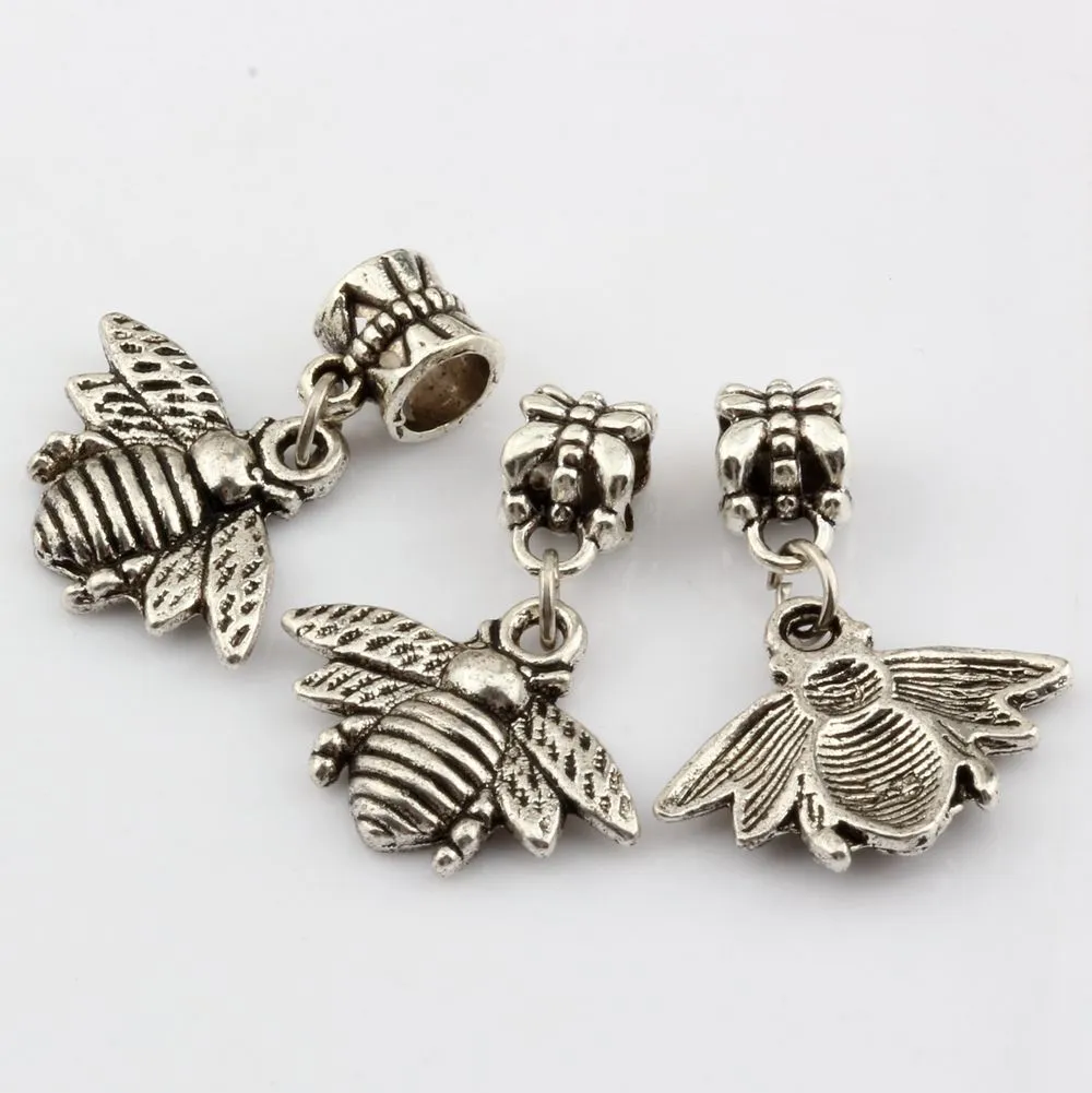 100 pièces Antique argent abeilles breloques pendentif à breloque pour la fabrication de bijoux Bracelet collier bricolage accessoires 28 21mm215B