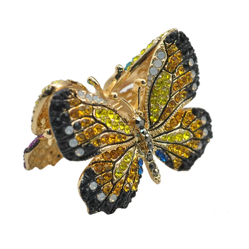Mode papillon Broche Plaqué Or Bijoux grand Forage diamant Pour Femmes Émeraude Cristal Broches Broches De Mode Écharpe Bijoux Accessoires