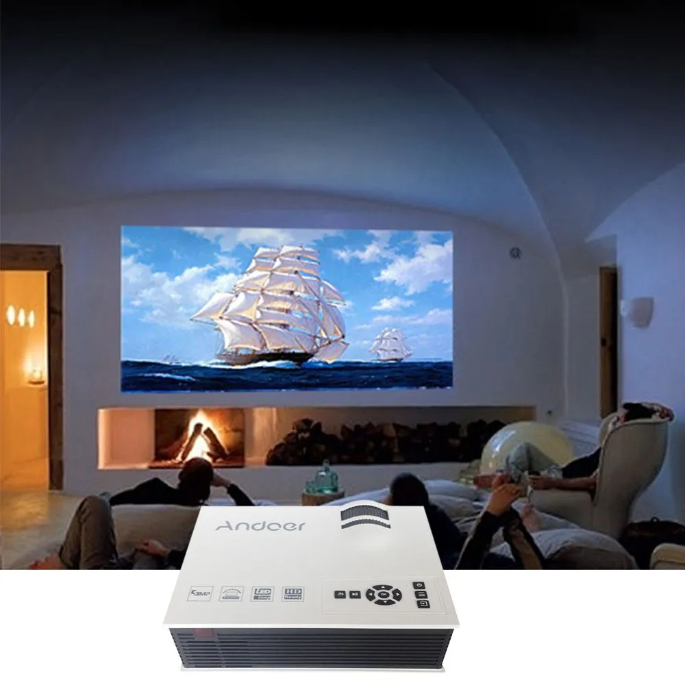 100% Original Andoer UC40 LED-projektor kontrastförhållande 800: 1 1080p Full HD Hemteater 800 Lumens Portable TFT LCD-TV-projektor