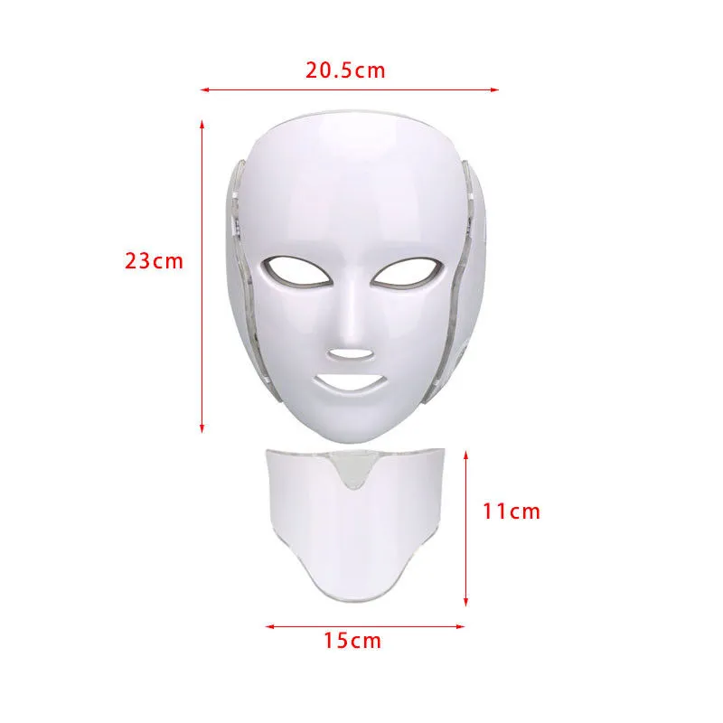 7 färger PDT LED Light Therapy Face Neck Mask Anti-Aging Device Revenation Rynkor Behandling Massager Avkoppling