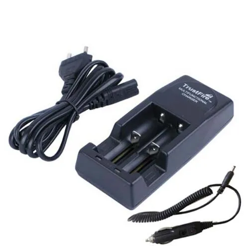 Gratis DHL, Black Trustfire TR-001 Dual Battery Charger + Auto Charger 18650, 18500, 18350, 17670, 16340