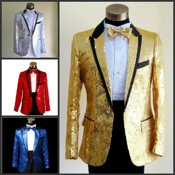 Fall-Paillette Mannelijke Master 2015 Pailletten Jurken Stage Kostuums Mannen Pak MC Host Singer Suits Blazer Show Jacket Bovenkleding
