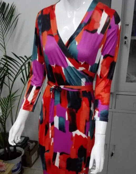 2015年ファッションレディースのための新しいマキシドレス夏のパーティーイブニングドレス服vネックセクシーなフローラルプリントドレス女性カジュアルドレス266S