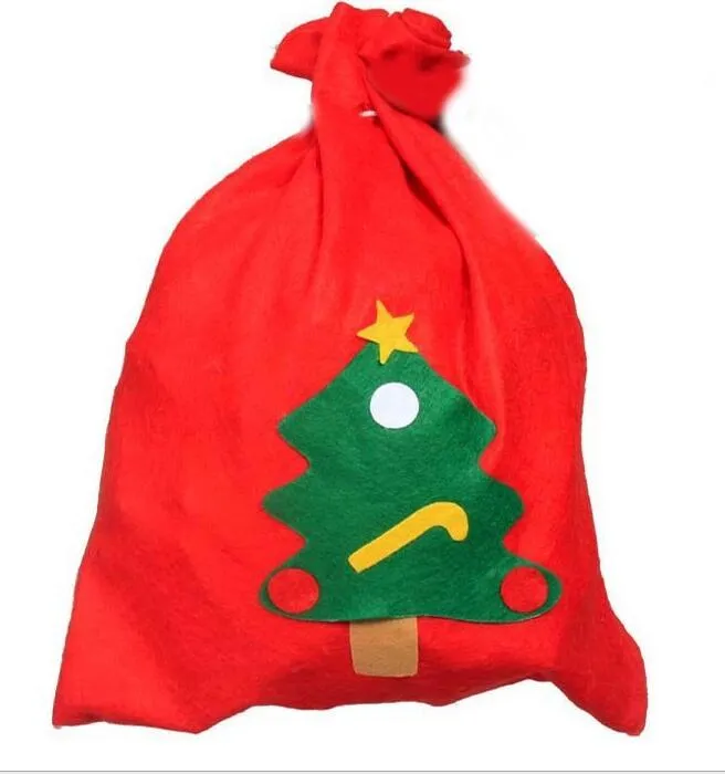 Calze natalizie in tela di grandi dimensioni Borsa ROSSA con cordoncino monogrammabile di Babbo Natale, regali di Natale monogrammabili Sacchetti regalo di caramelle CB009