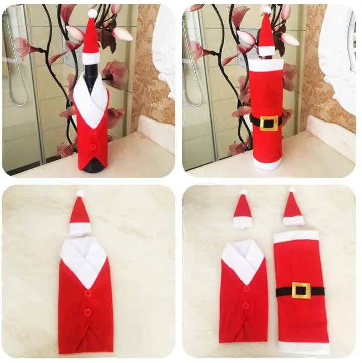 Santa Pak Xmas Prop Wine Fles Cover Ornament Kerstdecoratie Craft Christmas Candy Bag Gift CT06