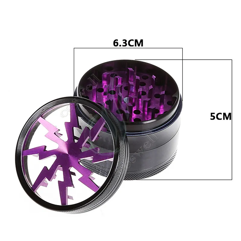 Kruidenmolen Verlichtingsmachine CNC 4 Lagen 63 mm diameter Metaal Clear Tooth filternet Sharpstone droog kruid vaporizer pen damp Gri2174832