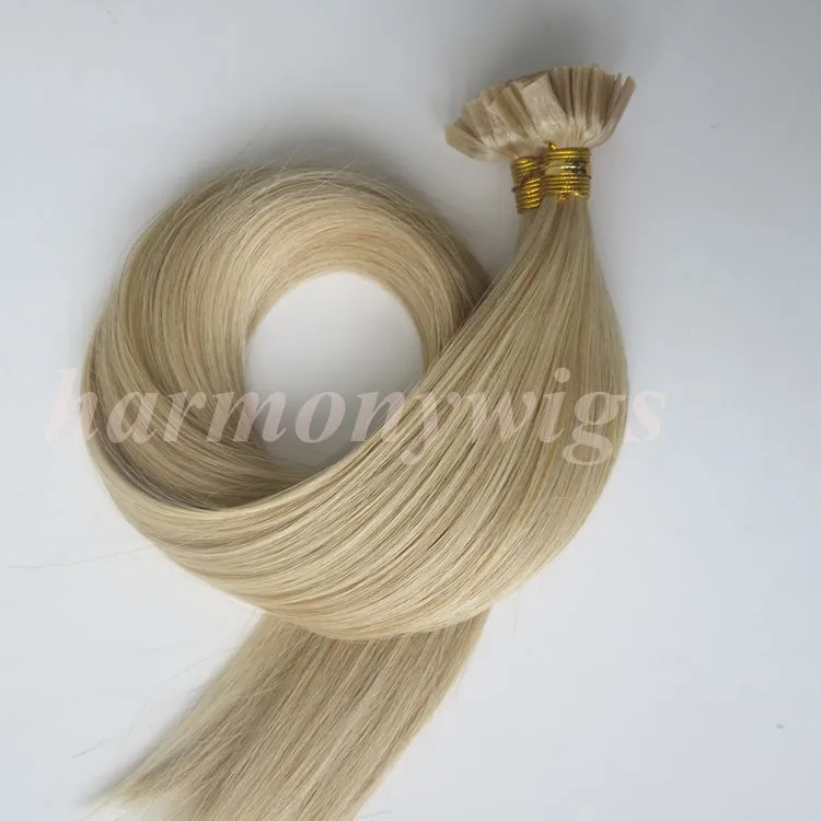 100Strands=100g Pre bonded Flat Tip human Hair Extensions 18 20 22 24inch M27&Brazilian Indian Keratin Human Hair