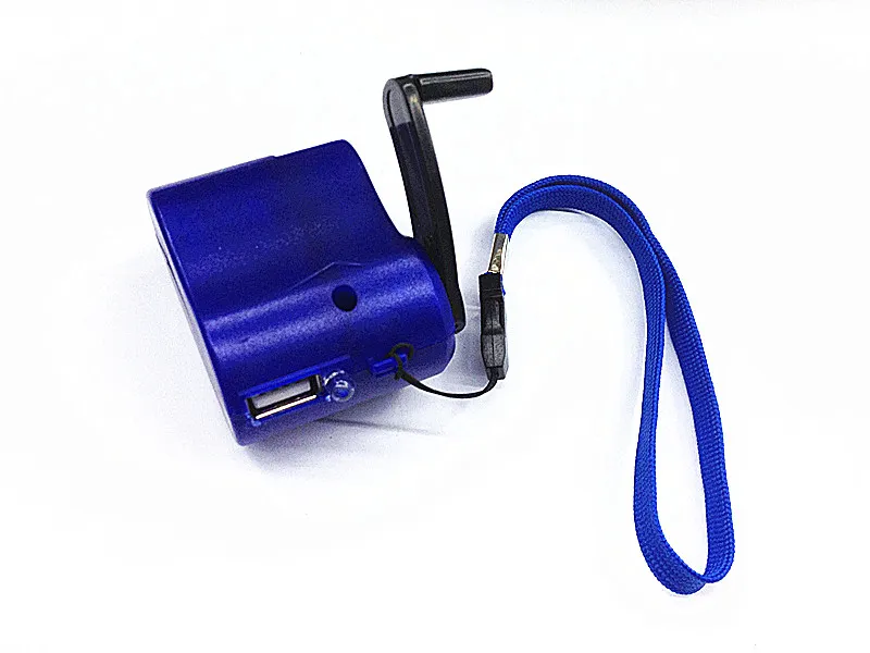 Universal Dynamo Hand Crank Emergency USB Mobiltelefonladdare med röd LED -rotat