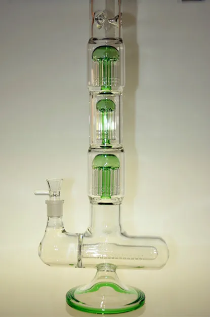 23 Zoll großer Glaswasserleitungen Glasbongs mit drei Schicht Arm Perc und runden Inline -Perc 18,8 -mm -Gelenkglasschale