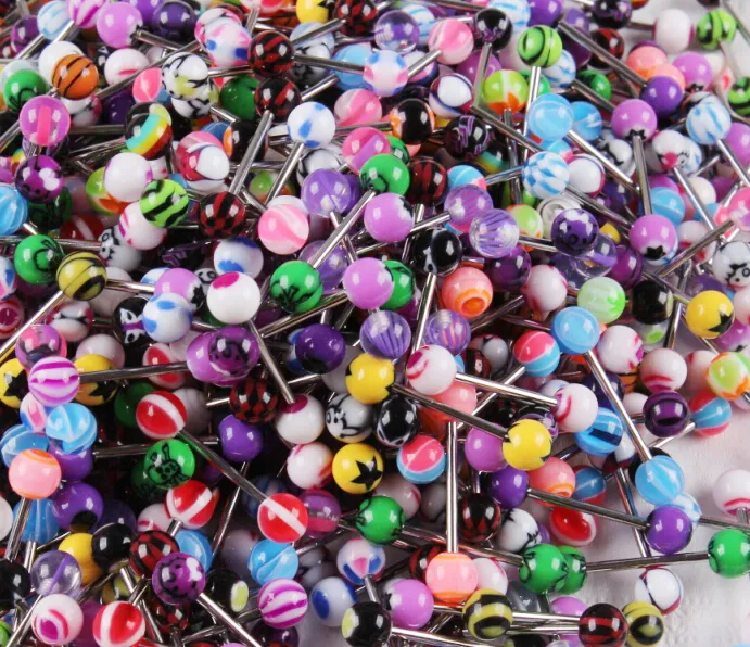 Tongue Ring Bar lot Mix Color UV Akryl Body Piercing Jewelry Tongue Barbell Ring4933910