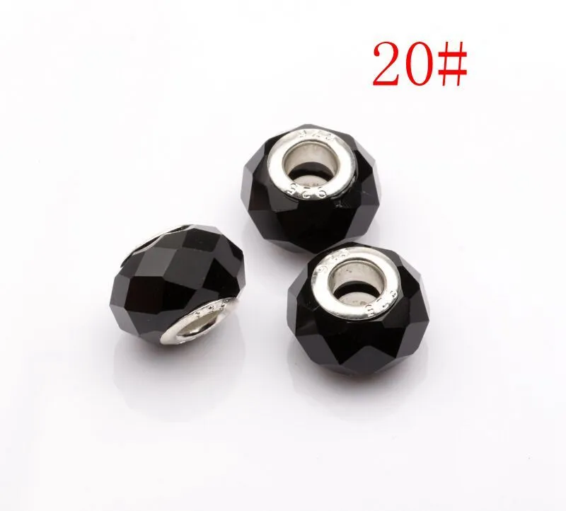 l 100 pçs Contas de cristal facetadas com grande furo Pulseiras de charme 20 - cor 229m