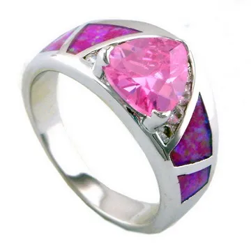 Vuur Opaal Ringen Roze Kleur Mode Mexico Sieraden