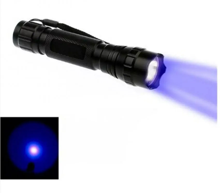 Groothandel WF-501B UV-ULTRAVIOLET LED-zaklampen 18650 Oplaadbare batterij UV-ultraviolette zaklamp Torch met 18650 batterijlader