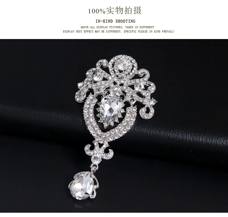 Vintage Crown Pin Crystal Dangle Broszka High-end Rhinestone Broszka Piękne Pinki Dla Kobiet Nowy 2016 Akcesoria Biżuteria Bridal Buq