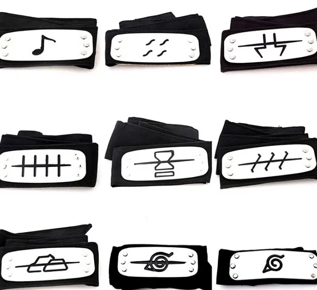 Prettybaby Anime Naruto Headband 95cm folha folha logotipo Konoha Kakashi Akatsuki Membros Cosplay traje Acessórios azul vermelho preto em estoque