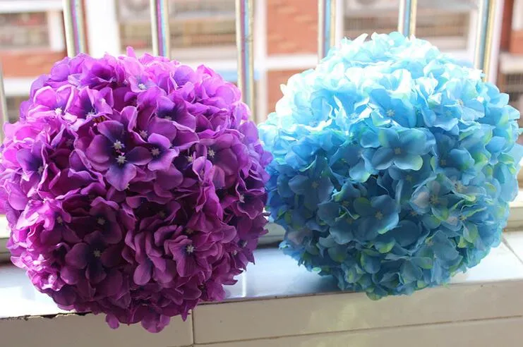 11 tum konstgjord hortensia blommor boll pincushion bröllop boll kyssande boll bröllop stormarknad deoration hänger boll fb009