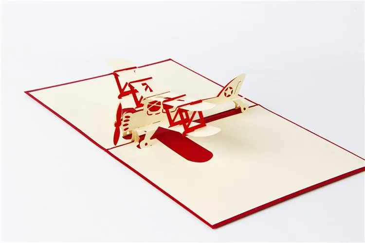 Cartes de voeux pop-up 3d faites à la main conception d'avion merci cartes d'anniversaire d'avion costume pour petit ami enfants livraison gratuite