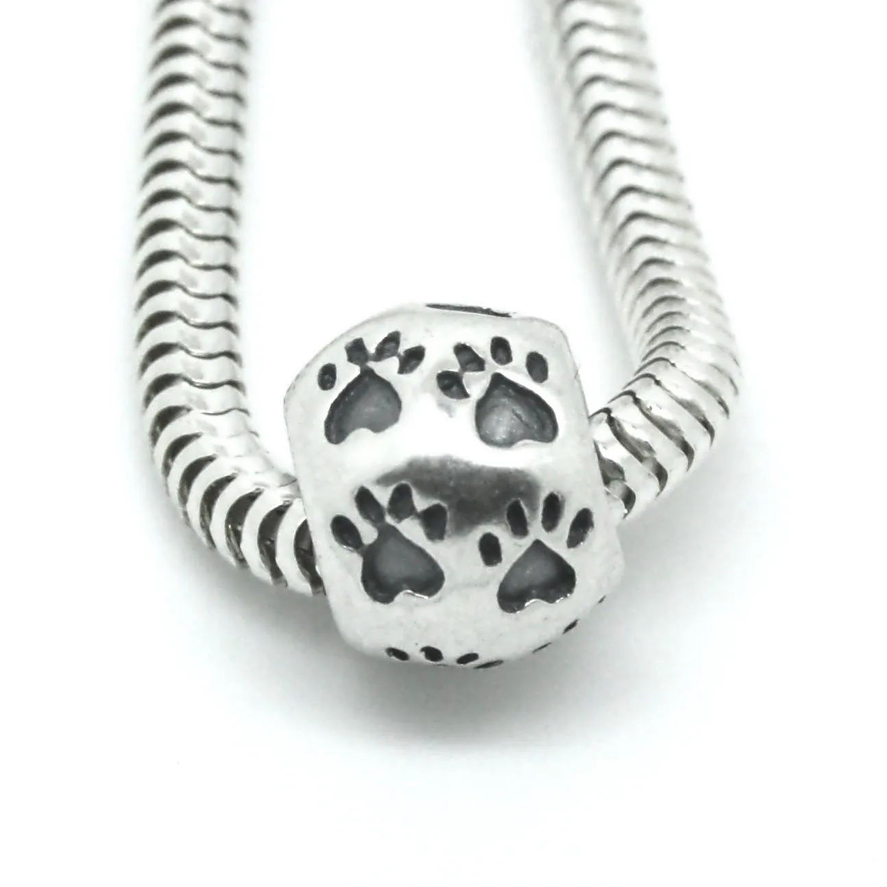 Vente chaude ! Antique Argent Chien Pattes Imprimer Spacer Patte Chat Solide Européenne Charme Perles