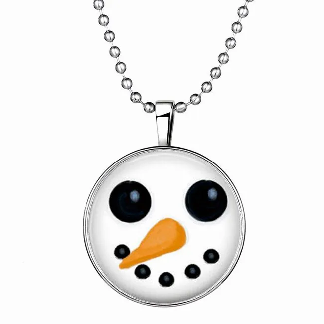 Christmas Gift Slide Pendant Necklace Long Nose Snowman Punk Style Luminous Long Alloy Resin Gemstone Fashion Necklace 21g 60cm