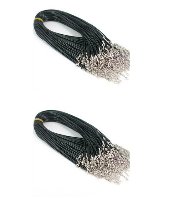 100 adet 2mm siyah PU deri kordon metal Istakoz toka kolye kordon DIY Craft Takı Için 18 