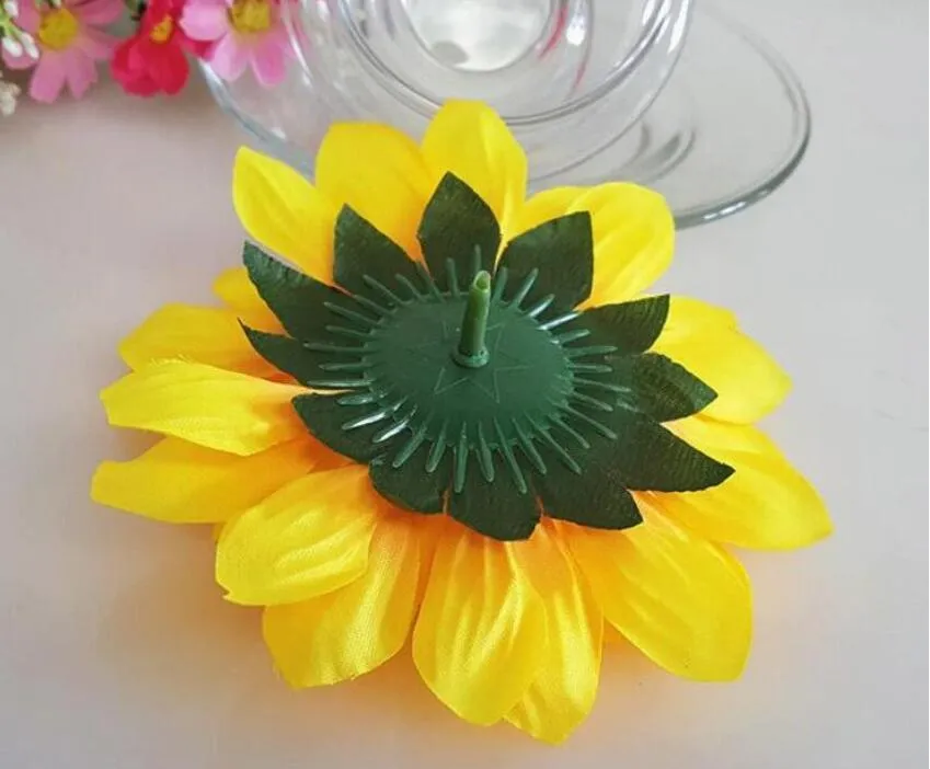 1000 pz/lotto 2.8 '' Fiori Artificiali Teste di girasole di Seta Fiore Fiori di Simulazione Decorativi la Festa Nuziale Casa All'ingrosso