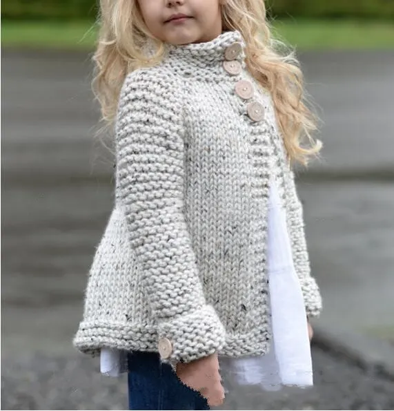 Baby kläder ins tröjor tjejer prinsessan fest knitwear barn stickad pullover vinter långärmad jumper mode coat ytterkläder jackor b3505