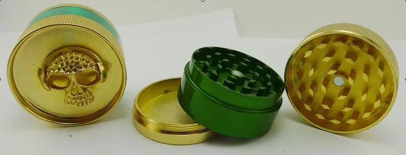 Wholesale metal grinder tobacco grinder herb grinder smoking grinder gold color skull grinders