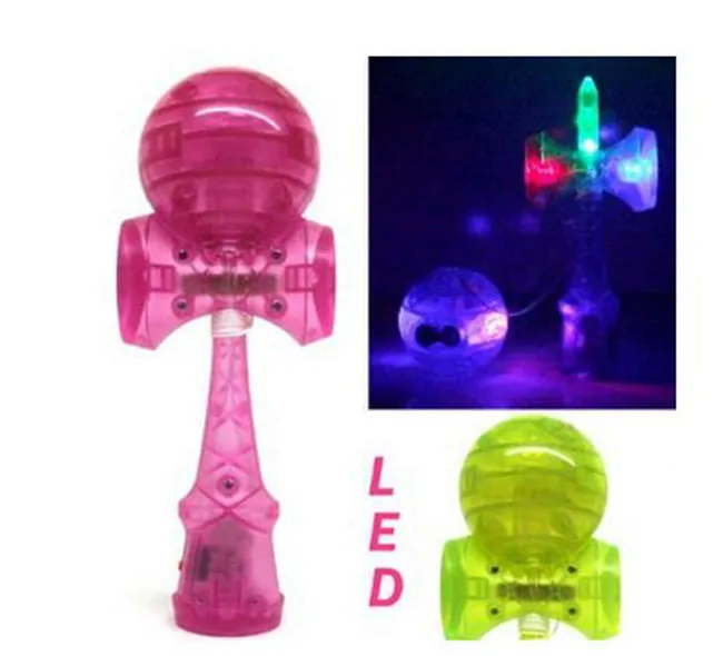 30 adet/grup 18.5 cm LED Kendama Topu Japon Geleneksel Flaş Ahşap Oyun Oyuncak led yanıp sönen kendamas