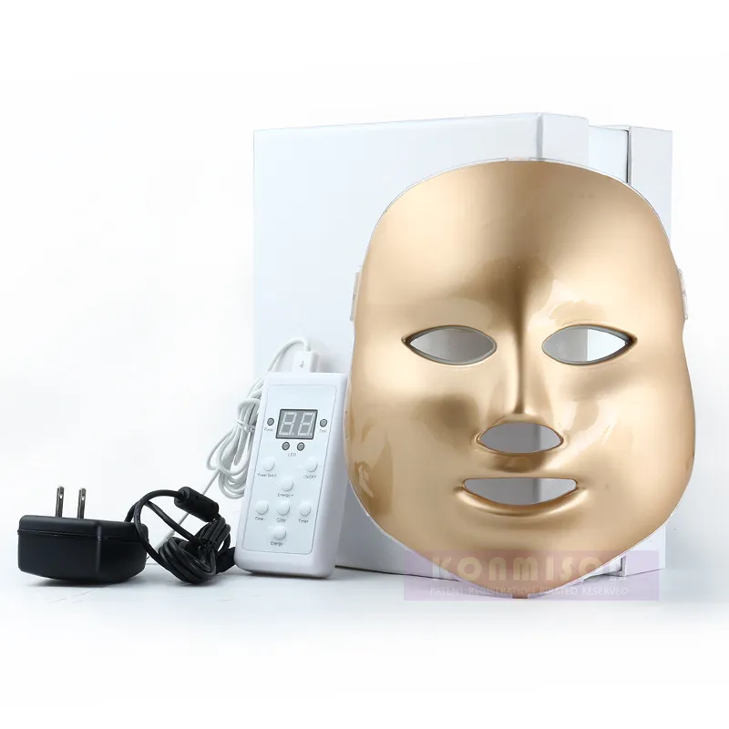 LED FACIAL MASK PDT Mask Photon Therapy Mask 3 Färger Röd Blå Grön För Acne Avlägsnande Hudföryngring Pigmentering Korrigering Gyllene Färg