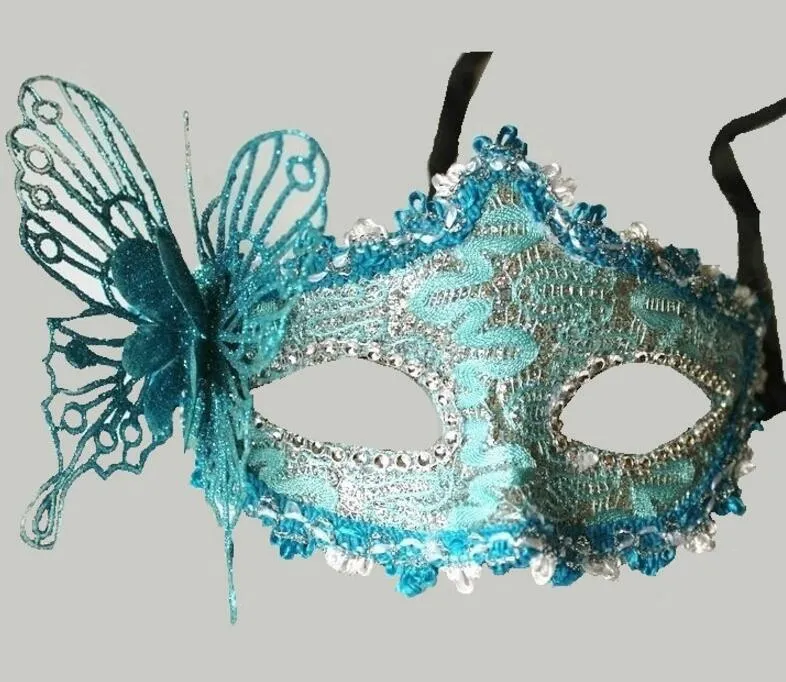 Venedig Princess Mask med pulver tredimensionell fjärilsmask Halloween Masquerade Half Face Mask G1174