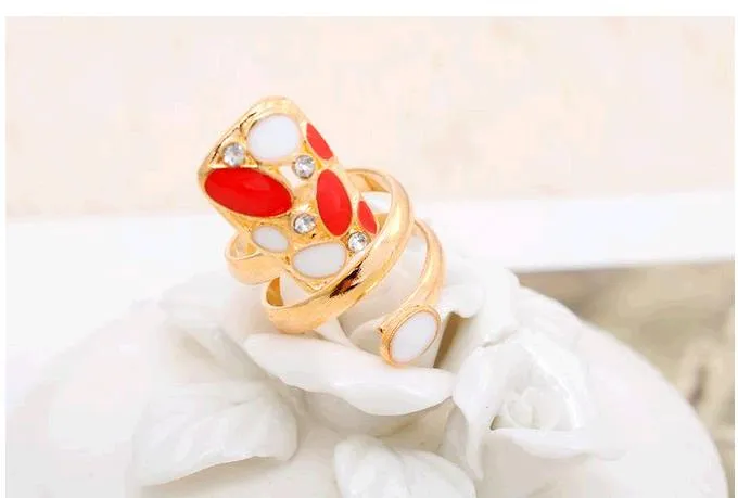 Il nuovo anello creativo esclusivo dell'anello del Rhinestone popolare squilla il retro anello sveglio dell'anello di barretta dell'anello dell'oro dell'anello di apertura della regina Retro trasporto libero