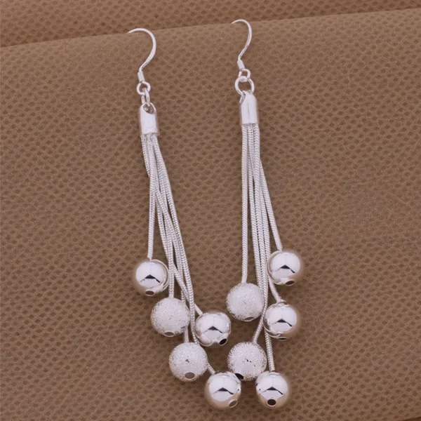 Cool design various beads multi chain Hot New Fashion Jewelry Manufacturer earrings 925 sterling silver jewelry factory price Fashion E324