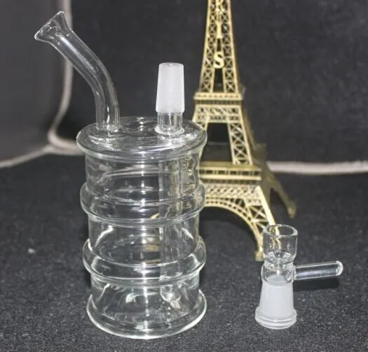 wholesale cheapest Oil Drum Glass Bong Oil Rig Recycle Glass Water Pipe With 14.4MM joint black clear Hookahs