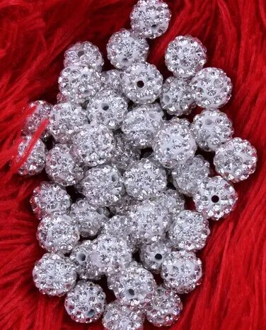 MIC Gratis schip 8mm 100 stks / partij Wit Clear Crystal Rhinestones Pave Round Disco Ball Spacer Beads Sieraden DIY