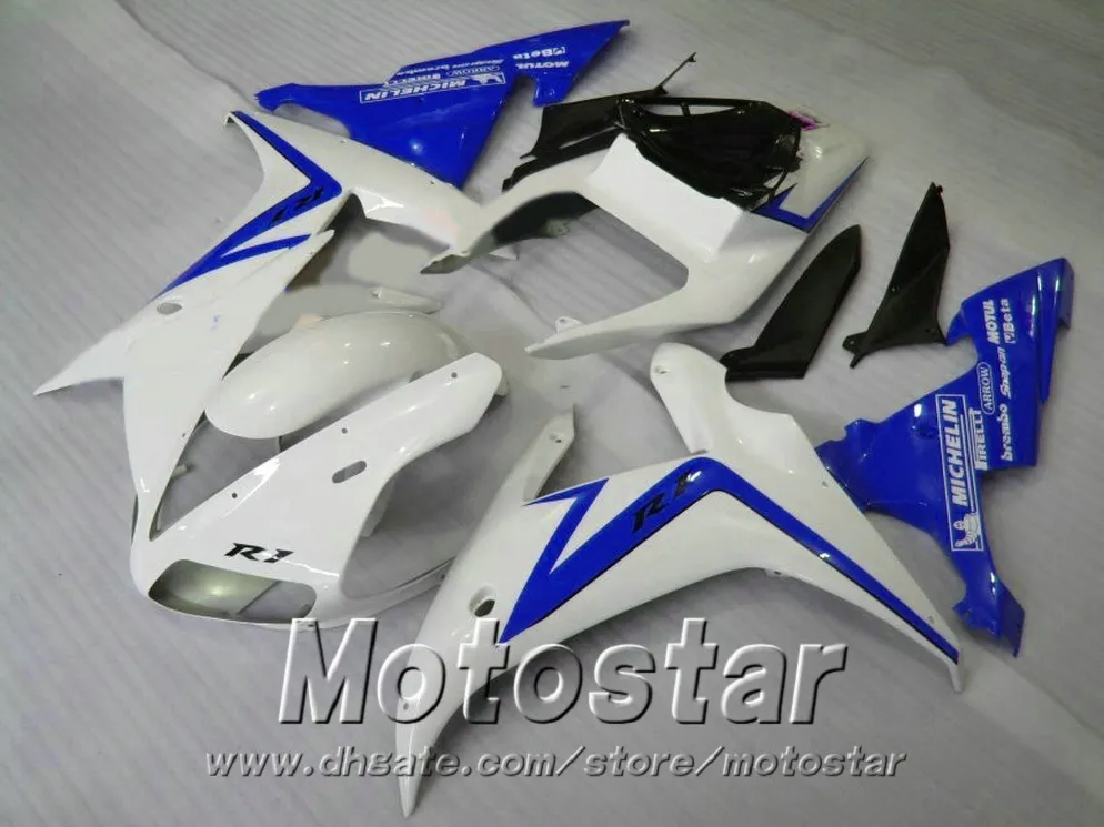 Injektionsgjutning ABS Fairings Bodywork för Yamaha R1 02 03 YZF R1 2002 2003 Svart Vit Blå Fairing Kit LQ61