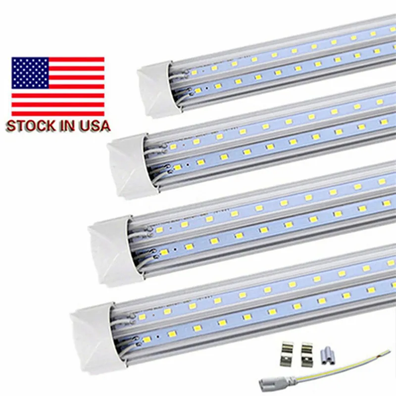 통합 T8 형광 램프 차가운 흰색 따뜻한 흰색 색상 8 피트 LED 튜브 라이트 V 모양 LED 전등 설비 AC85-265V