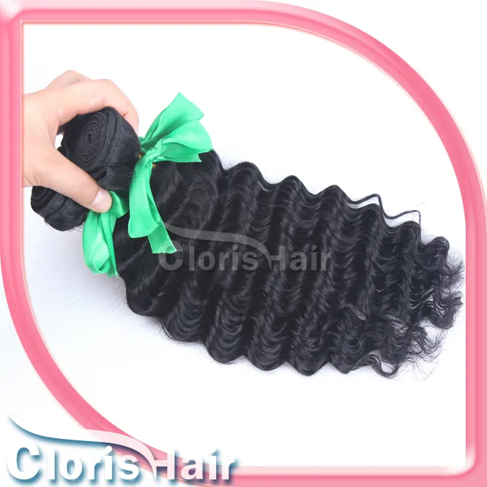 Top-rated Raw Indian Virgin Deep Wave Curly Hair Weave Unprocessed Deep Curls Human Hair Extensions Cheap 1 Bundle Indian Weft 1b#