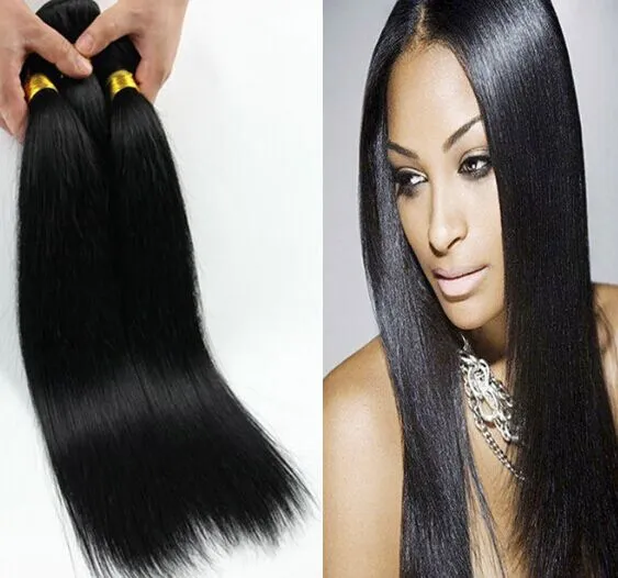 Elibess hair Jet Black Human Hair Weft 8A Straight Wave 100g/pcs 3 BundlesHuman Hair Weave