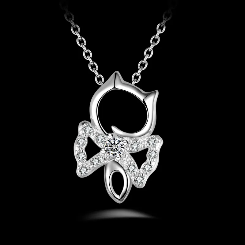 شحن مجاني أزياء عالية الجودة 925 Silver Cat's Eye White Diamond Jewelry 925 Silver Necklace Valentine's Day Holiday Homts Hot 1689