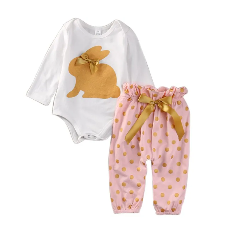 Cute Kids Clothes Newborn Baby Girls Clothing Headband Rabbit Romper Polka Dot Pants Trousers Infant Outfits Children Clothes Set 0-18M