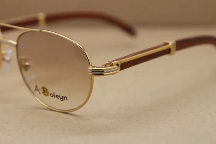 Hot Gold Full frame metal 569 Sun Glasses Men designer Brand Wood Sunglasses Frame Size:57-16-135mm