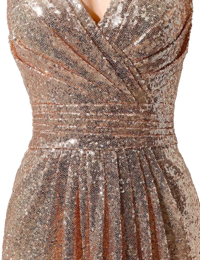 Brudtärklänning Anpassa sexig v hals kort vestido de festa lila guld champagne paljetter formella klänningar hy1660