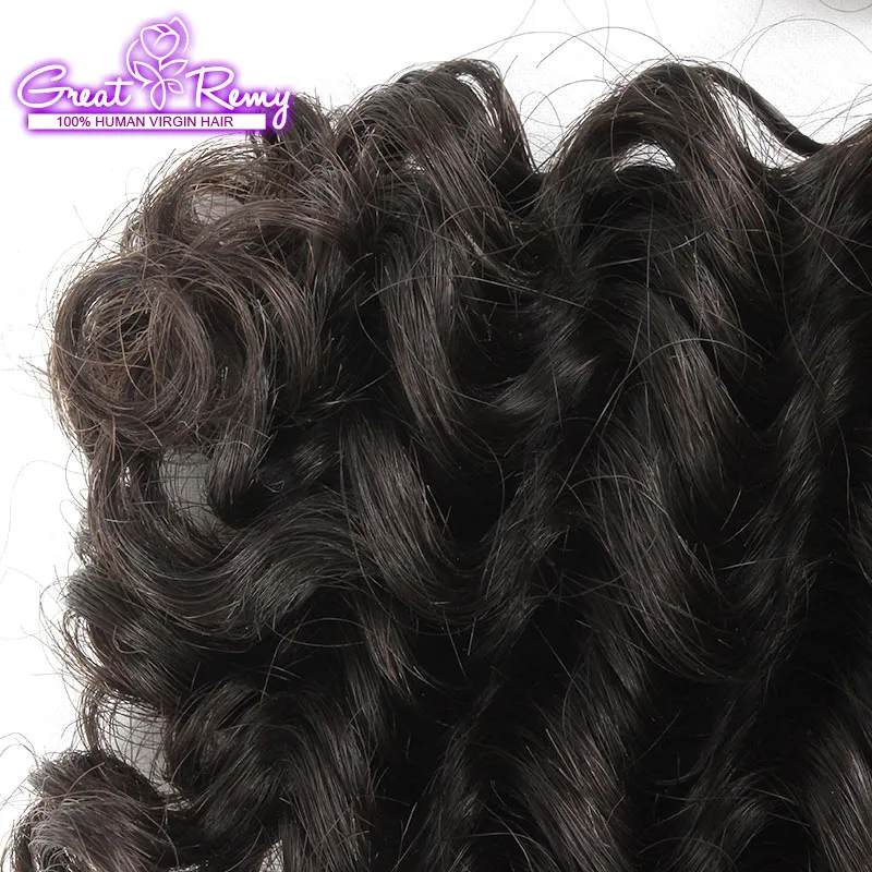 Greatremy® перуанского Virgin человеческих волосы Extension глубокой волна Top Lace Closure с волосами Пучков 3шт кружево Закрытие 4x4 Natural Color Dyeable