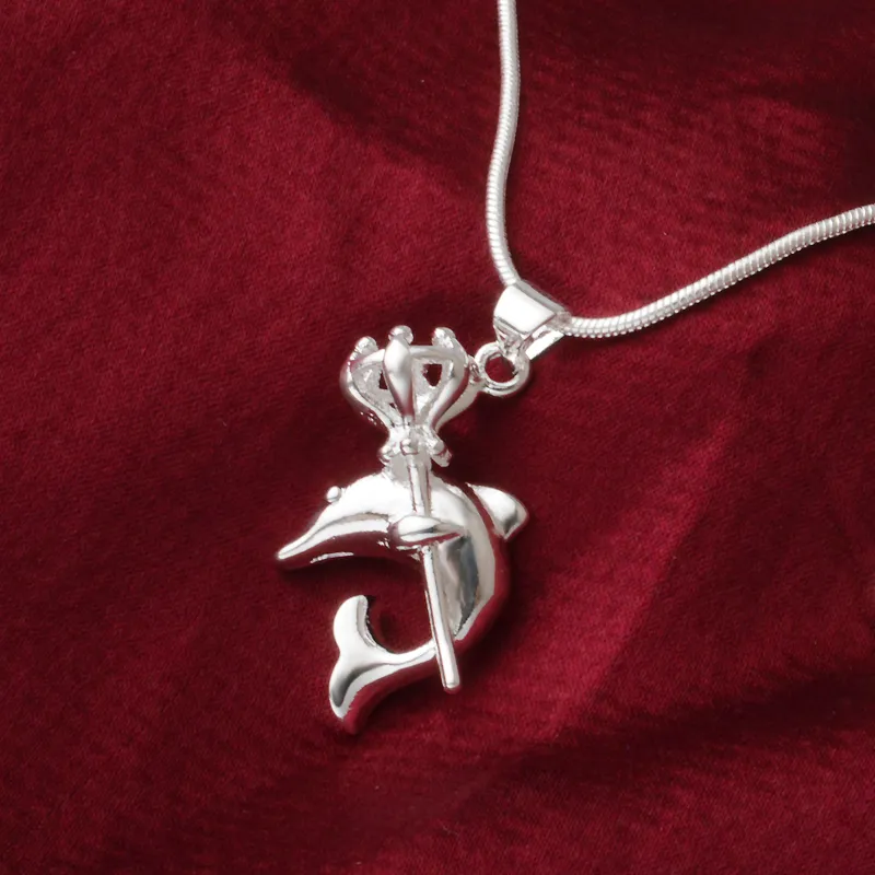 fashion high quality 925 silver Crown Dolphins with diamond jewelry 925 silver necklace Valentine's Day holiday gifts hot 1629