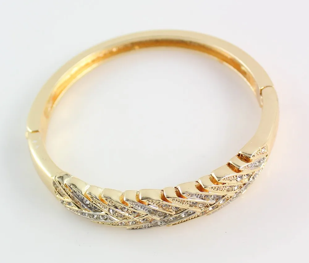 Mode Örhängen Bangle Halsband Ring Set Kvinnor Gåva Nya Trendiga Platina / 18K Real Gold Plated Rhinestone African Smycken Sets
