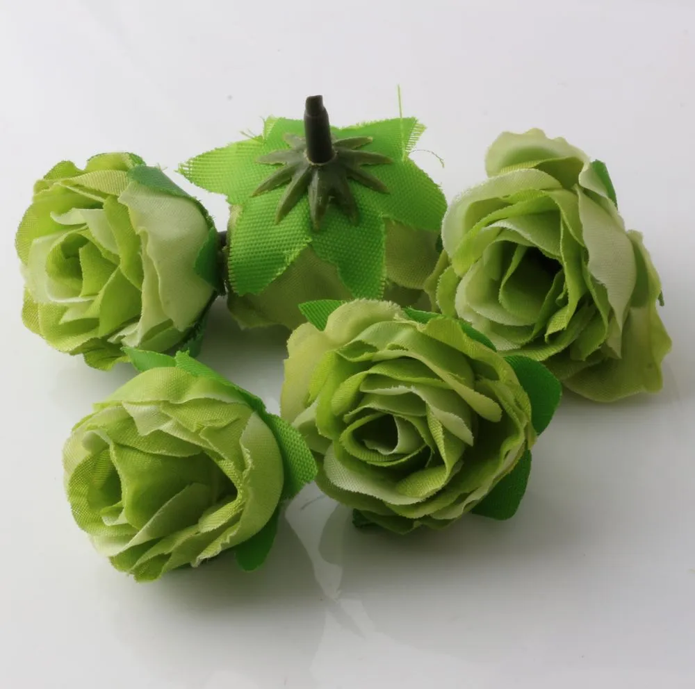 ホット ！ 400ピースの造花緑茶バラの花の頭の造花の結婚式を飾る花3mm